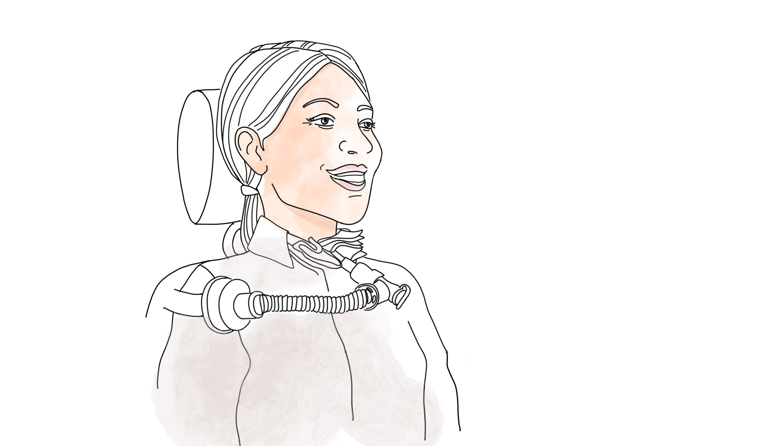 woman with tracheostomy illustration